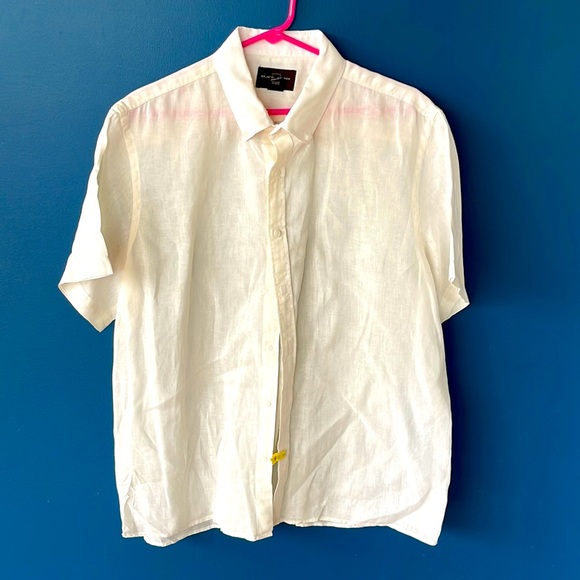 Black Brown 1826 Shirts Mens White Linen Shirt In Size Extra Large